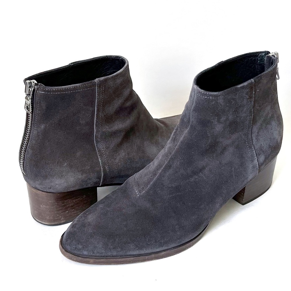 rag & bone WESLEY Suede Leather Gray Brown Ankle Boots Booties Stacked H…